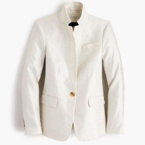 J.Crew Women's Regent Linen-Blend Metallic White Blazer - Like New